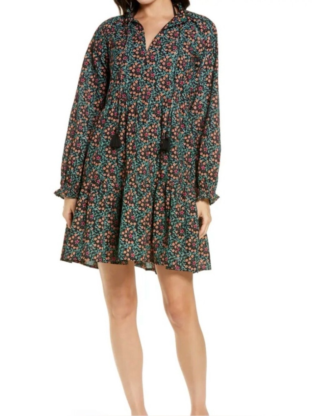 NEW Roller Rabbit Etoiles Janni Long Sleeve Dress Moon Stars Women's Large
